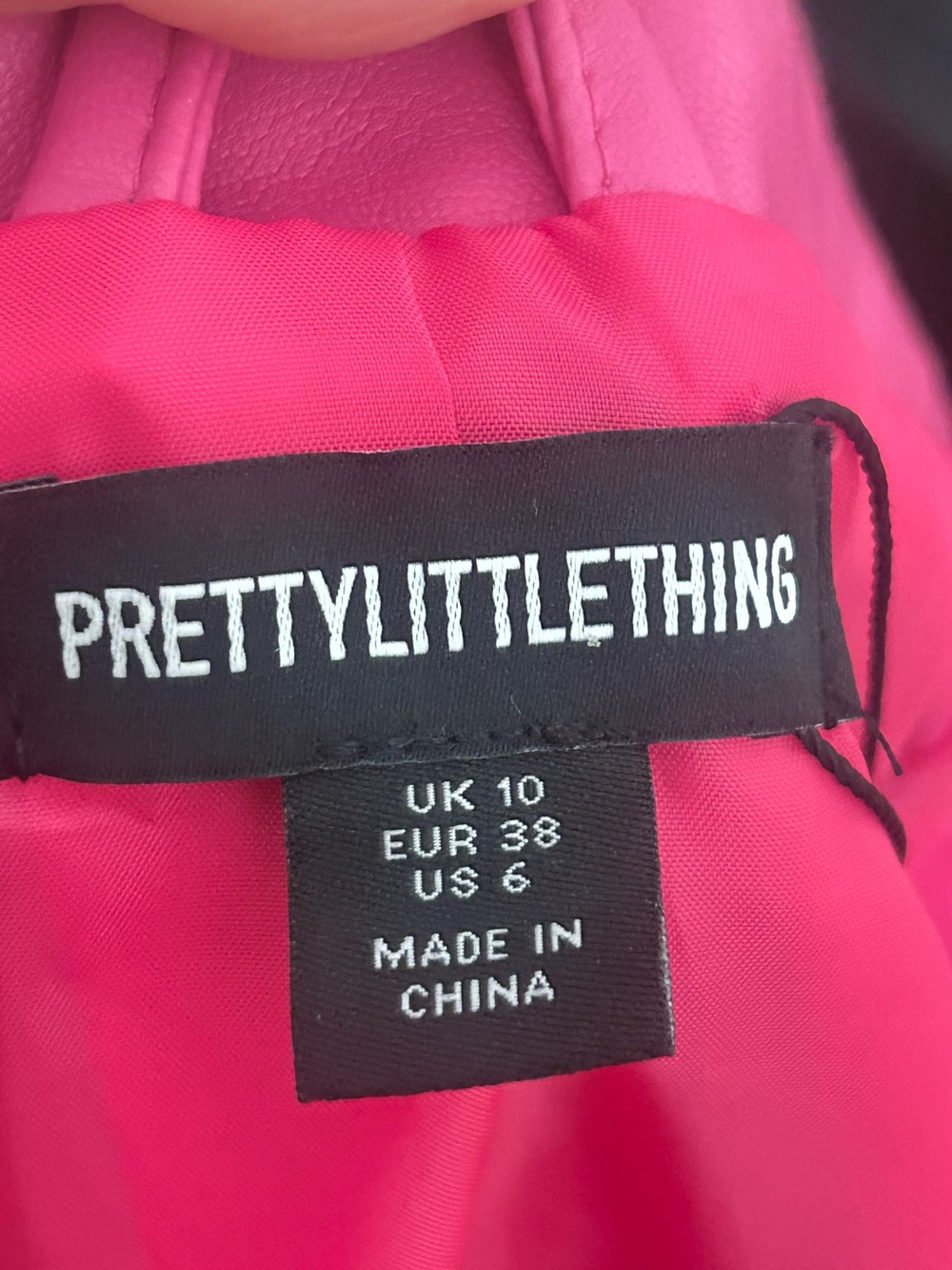 PRETTYLITTLETHING Vibrant Hot Pink Cropped Faux Leather Jacket Sz 6 - Picture 7 of 8